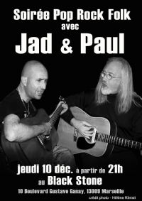 Concert Pop Rock Folk : Jad Ayache et Paul T. Spresser. Le jeudi 10 décembre 2015 à Marseille. Bouches-du-Rhone.  21H00